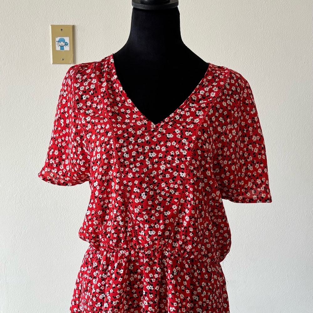 Sienna Sky Red Floral Short Sleeve Dress
